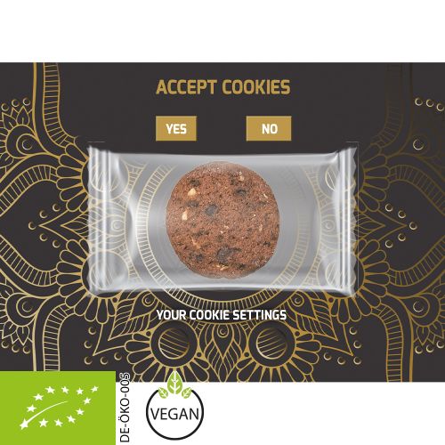 Bio Cookie Schoko-Haselnuss (vegan), ca. 7g, Werbekarte