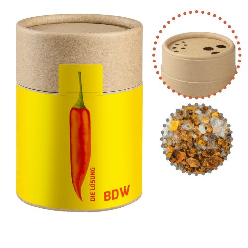 Gewürzmischung Chili-Salz, ca. 55g, Biologisch abbaubarer Eco Pappstreuer Midi