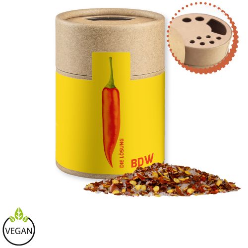 Gewürzmischung Chili-Salz, ca. 55g, Kraftpapierstreuer Midi