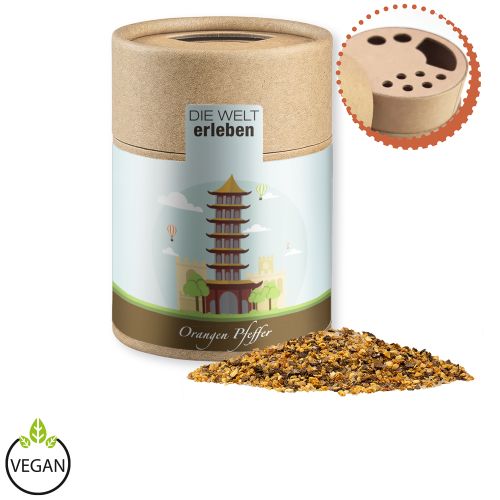 Gewürzmischung Orangen-Pfeffer, ca. 75g, Kraftpapierstreuer Midi