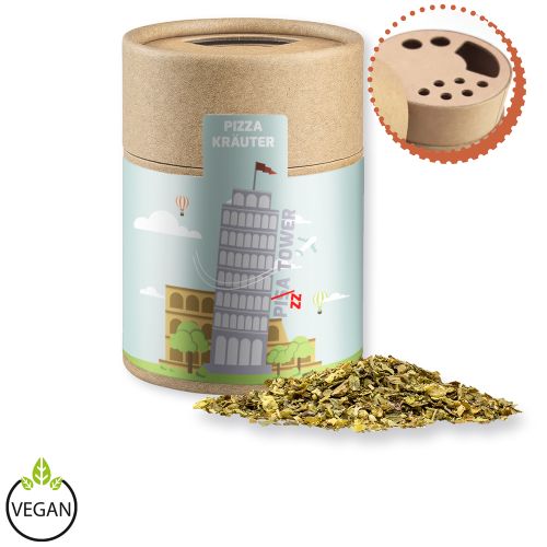 Gewürzmischung Pizza-Kräuter, ca. 25g, Kraftpapierstreuer Midi