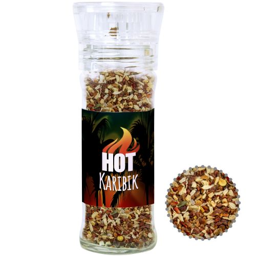 Gewürzmischung HOT Karibik Mix, ca. 35g, transparente Gewürzmühle