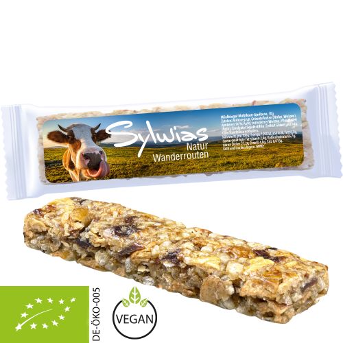 Bio Müsliriegel Multikorn-Aprikose (vegan), 30g, Express Flowpack mit Etikett