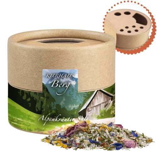 Alpenkräuter Salz, ca. 50g, Kraftpapierstreuer Mini