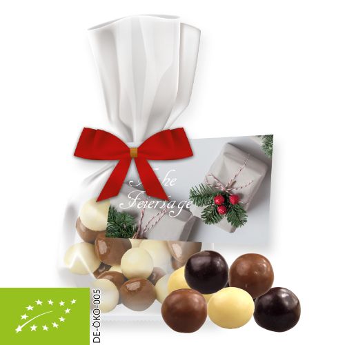 Bio Knusperkugeln-Mix, ca. 30g, Express Flachbeutel Maxi mit Schleife mit Werbekarte