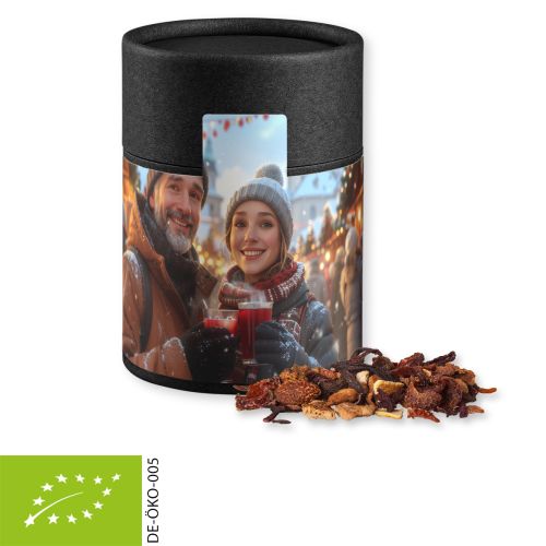 Bio Glühweingewürz fein, ca. 60g, Kraftpapierdose Midi schwarz