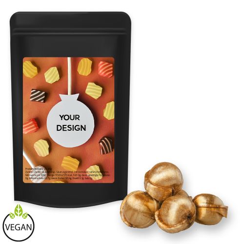Goldnüsse Bonbons (vegan), ca. 80g, Standbeutel Midi schwarz