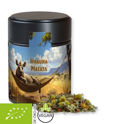 Bio Rotbuschtee Entspannungszeit, ca. 50g, Metalldose Midi schwarz