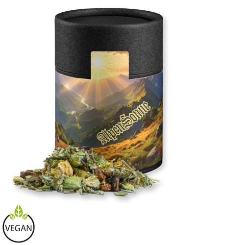 Kräutertee Bergtee & Zitrus, ca. 27g, Kraftpapierdose Midi schwarz